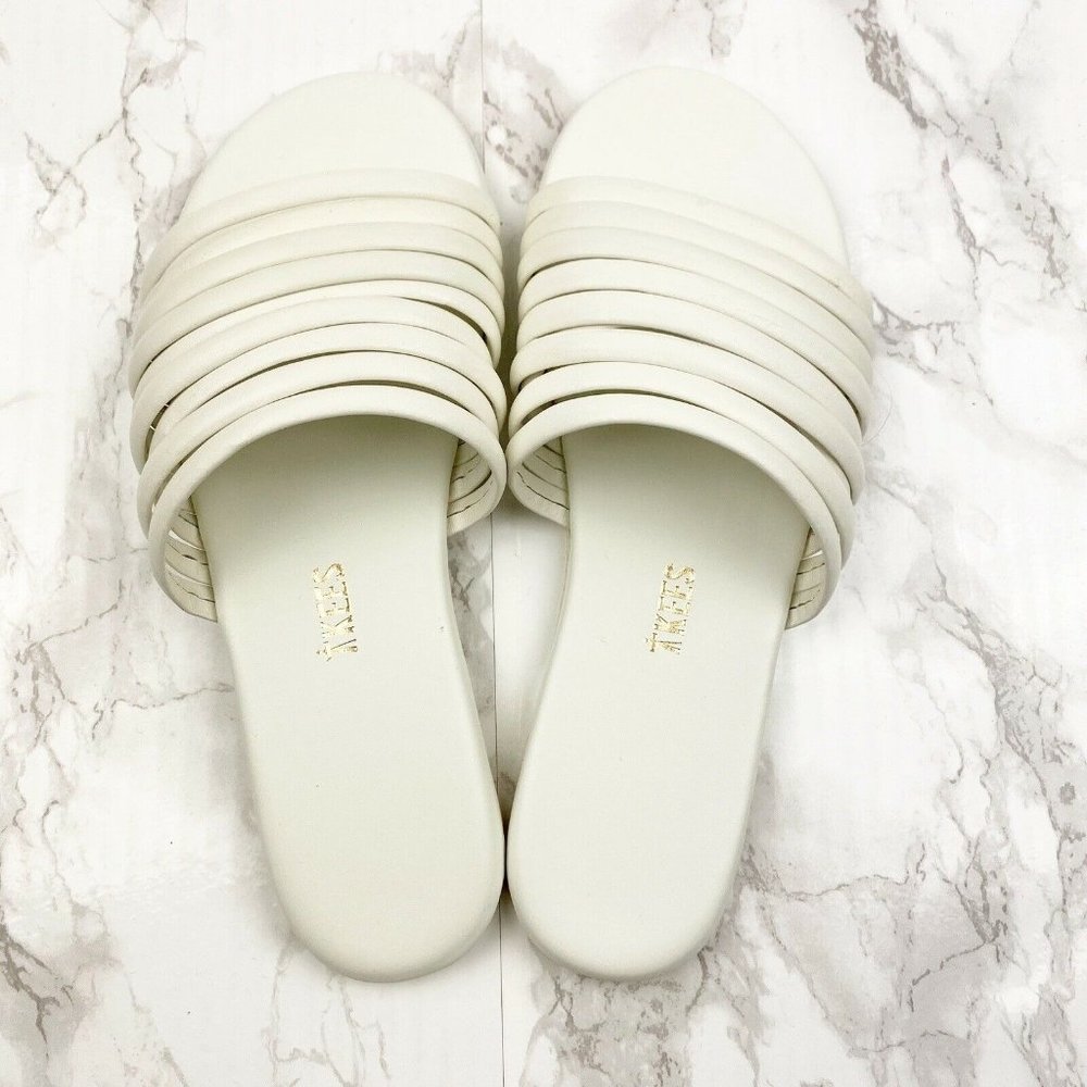 TKEES Caro Leather Sandals Slides Cream White Strappy Womens Size EUR 37 US 6 - Picture 5 of 7